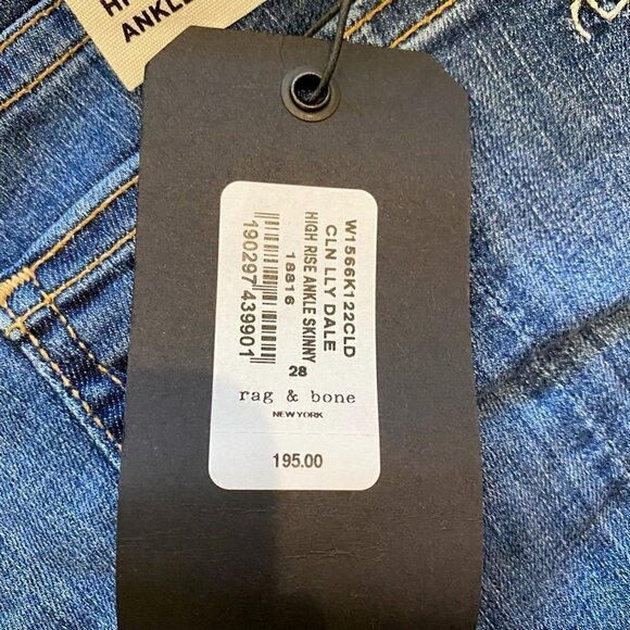 Rag & Bone Womens Ankle Slim Skinny Jeans Blue High Rise Pockets Denim 28 New - Picture 12 of 12